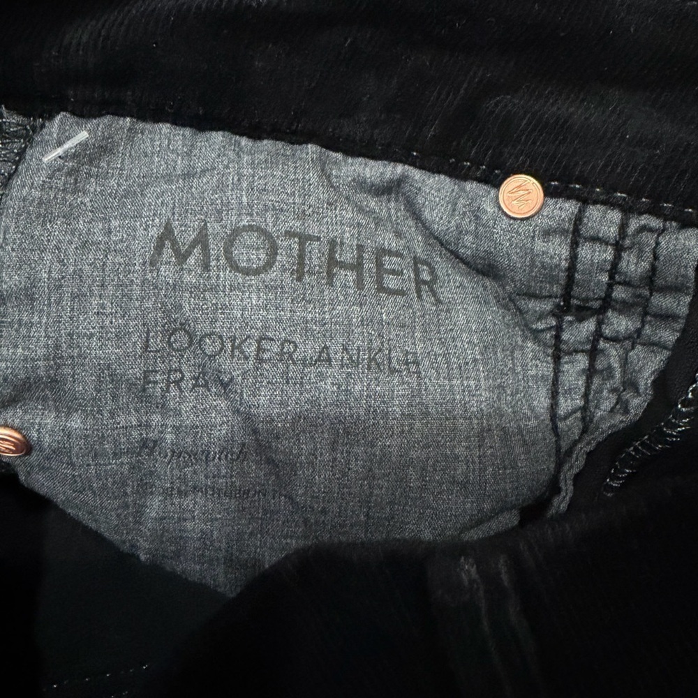 MOTHER velvet The Looker Ankle Fray Pants Black Size 25 - Picture 4 of 10